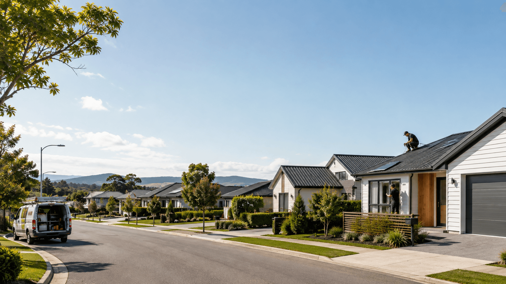 A professional property-care team working across a Christchurch neighbourhood