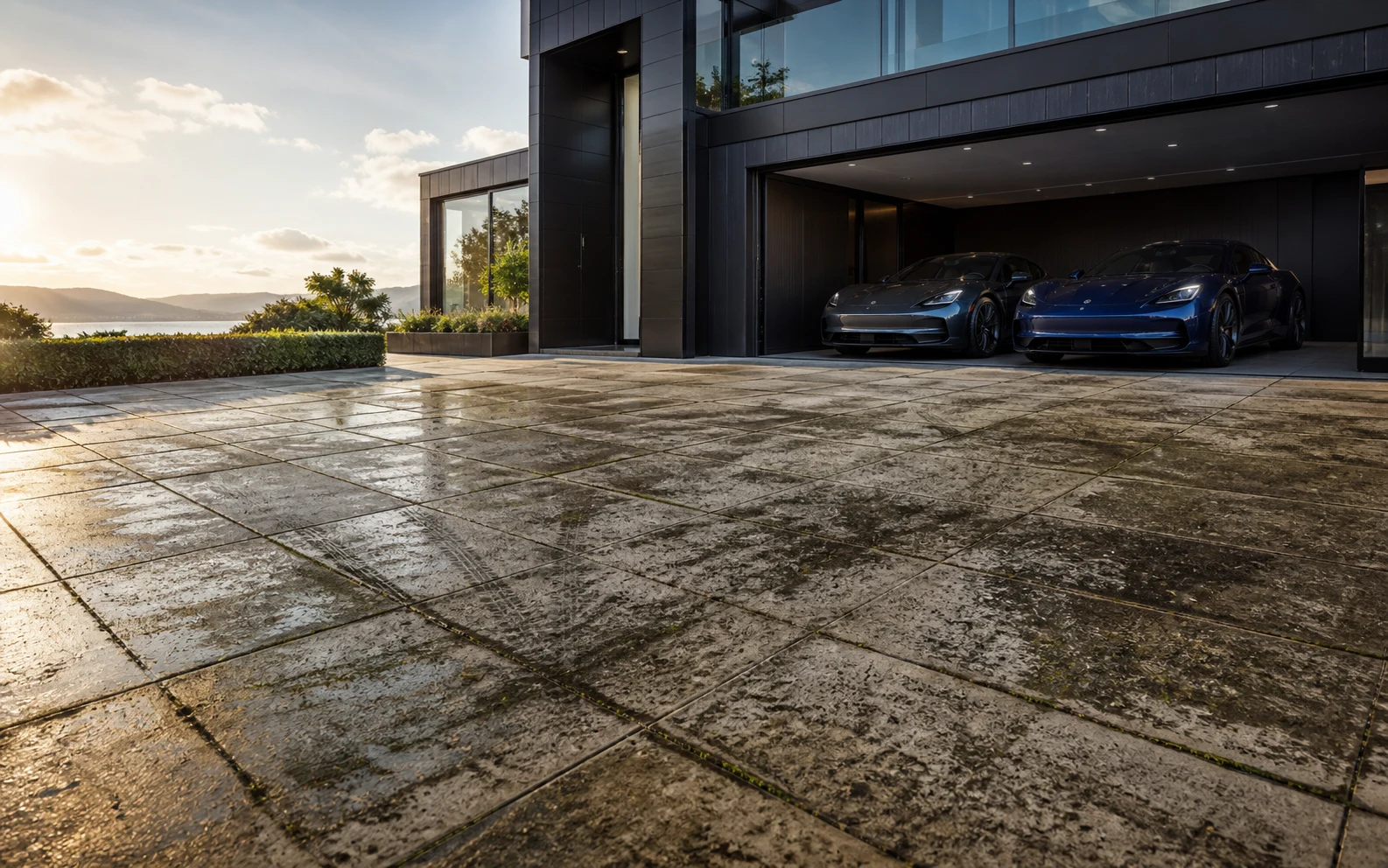 Illustrative driveway before cleaning